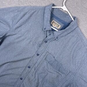 Duluth Trading Co Shirt Mens 2XLT‎ Blue Check Short Sleeve Button Up Stretch
